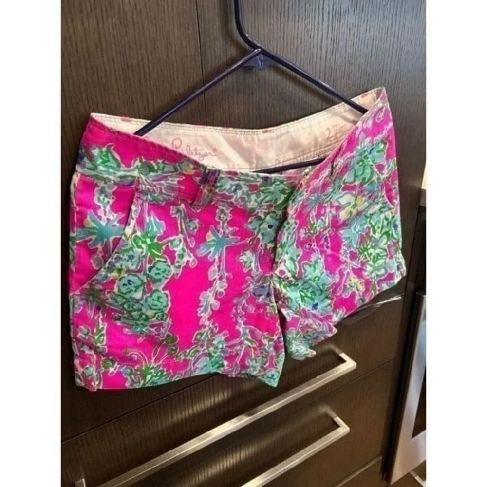 Lilly Pulitzer Adie Shorts Southern Charm Pattern Women's Size 2 Pink Green‎